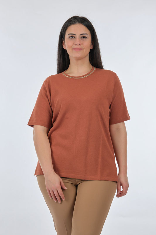Twomail Oversize Minimalist Kadın Triko - Kısa Kol - Günlük
