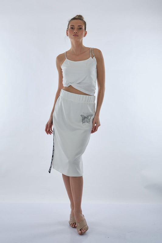 Unique Mode Minimalist Midi Etek & Crop Top Takım - Günlük & Şık