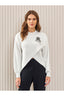Unique Mode Minimalist Taş Detaylı Crop Kazak