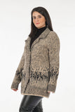 Vedi-bb Oversize Leopar Desenli Midi Kadın Ceket - Günlük Şıklık