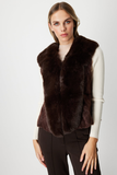 On Yakası Kürklü Peluş Yelek