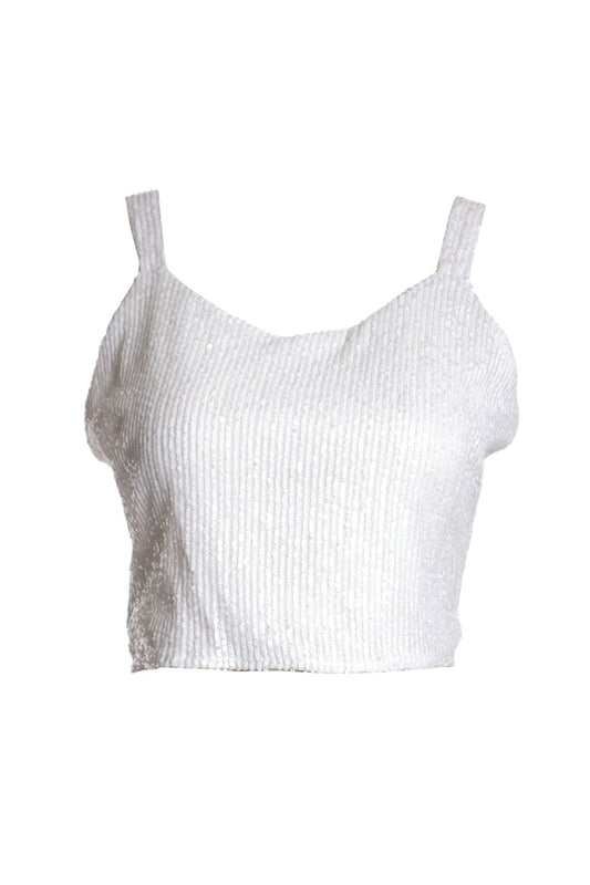 Ysatis Sırtı Açık Pullu Crop Bluz - Minimalist Tasarım - Parti