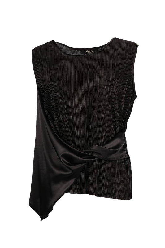 Ysatis Pileli Kolsuz Oversize Crop Bluz - Minimalist Şıklık