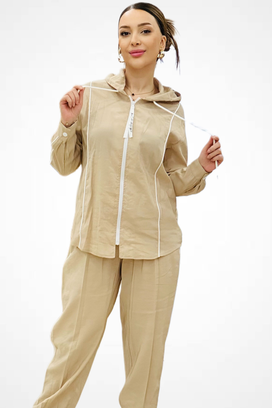 Ysatis Minimalist Oversize Kapüşonlu Kadın Ceket Takımı - Günlük Spor Şıklık