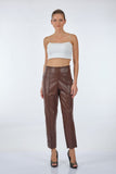 Ysatis Minimalist Deri Crop Pantolon - Yüksek Bel, Şık, Günlük & Gece