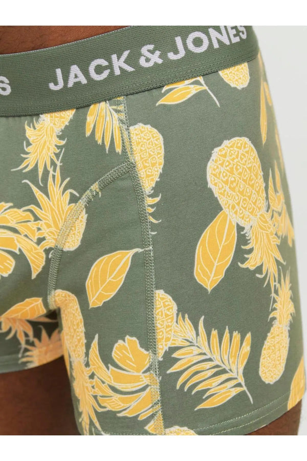 Jack&Jones Erkek Boxer 3'lü Set - Minimalist Ananas Desenli Rahat Boxer