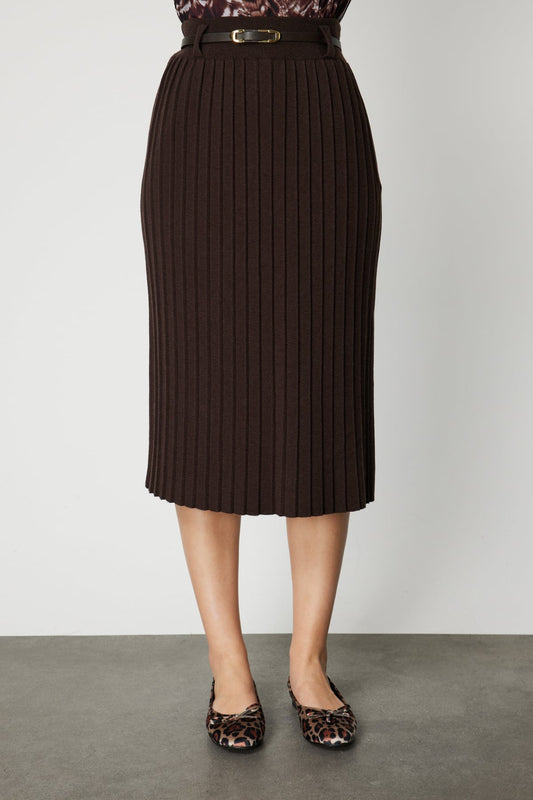 Beli Kemerli Midi Boy Triko Etek On