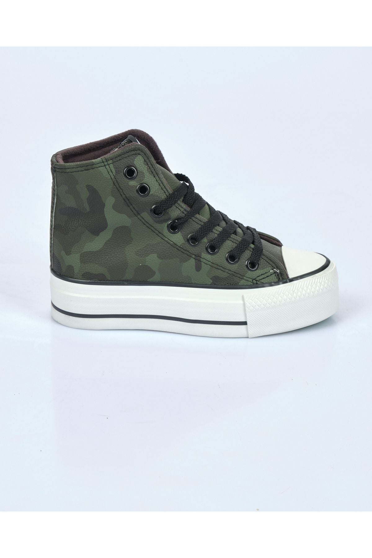 Benetton Kadın Platform Sneaker - Kamuflaj Desenli - Bağcıklı - Günlük Ana görsel