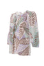 Canel 3/4 Kol Midi Bohemian Bluz - Yaprak Desenli Şifon Bluz