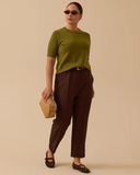 بلوزة أساسية محبوكة بأكمام قصيرة بمقاسات كبيرة من Gala-Xi