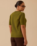 بلوزة أساسية محبوكة بأكمام قصيرة بمقاسات كبيرة من Gala-Xi