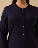 Büyük Beden V Yaka Taş Detaylı Bluz Gala-Xi