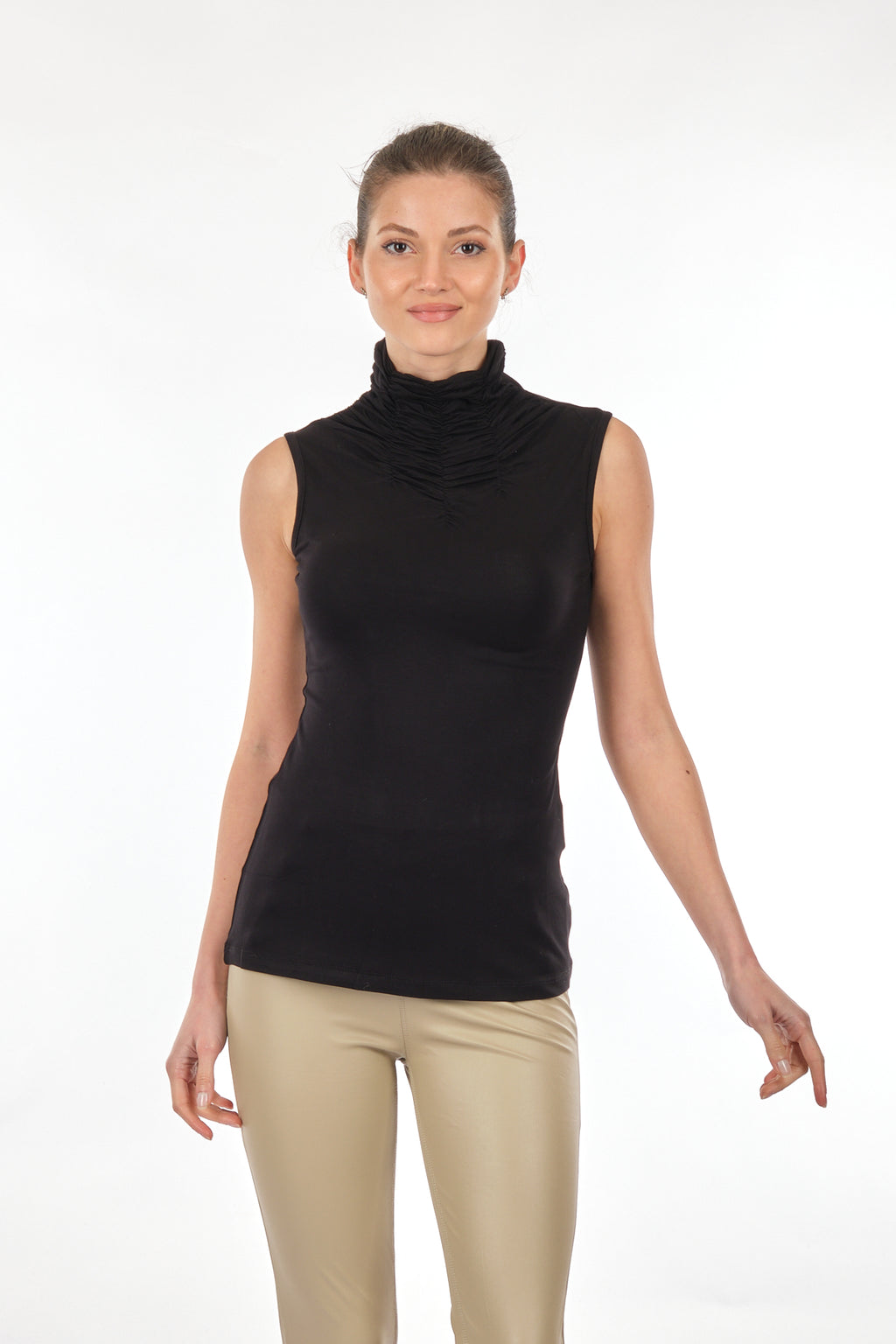 On Minimalist Boğazlı Crop Bluz - Kolsuz - Günlük Tarz