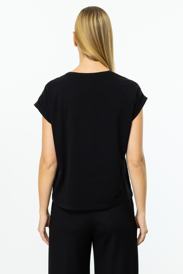 On Oversize Minimalist Crop Bluz - Kısa Kol Kadın Günlük Bluz