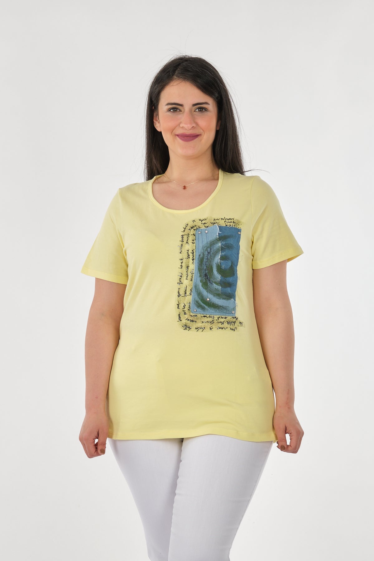 Vedi-bb Oversize Kısa Kol Minimalist Kadın Bluz - Günlük Translation missing: ar.content.product_image_main