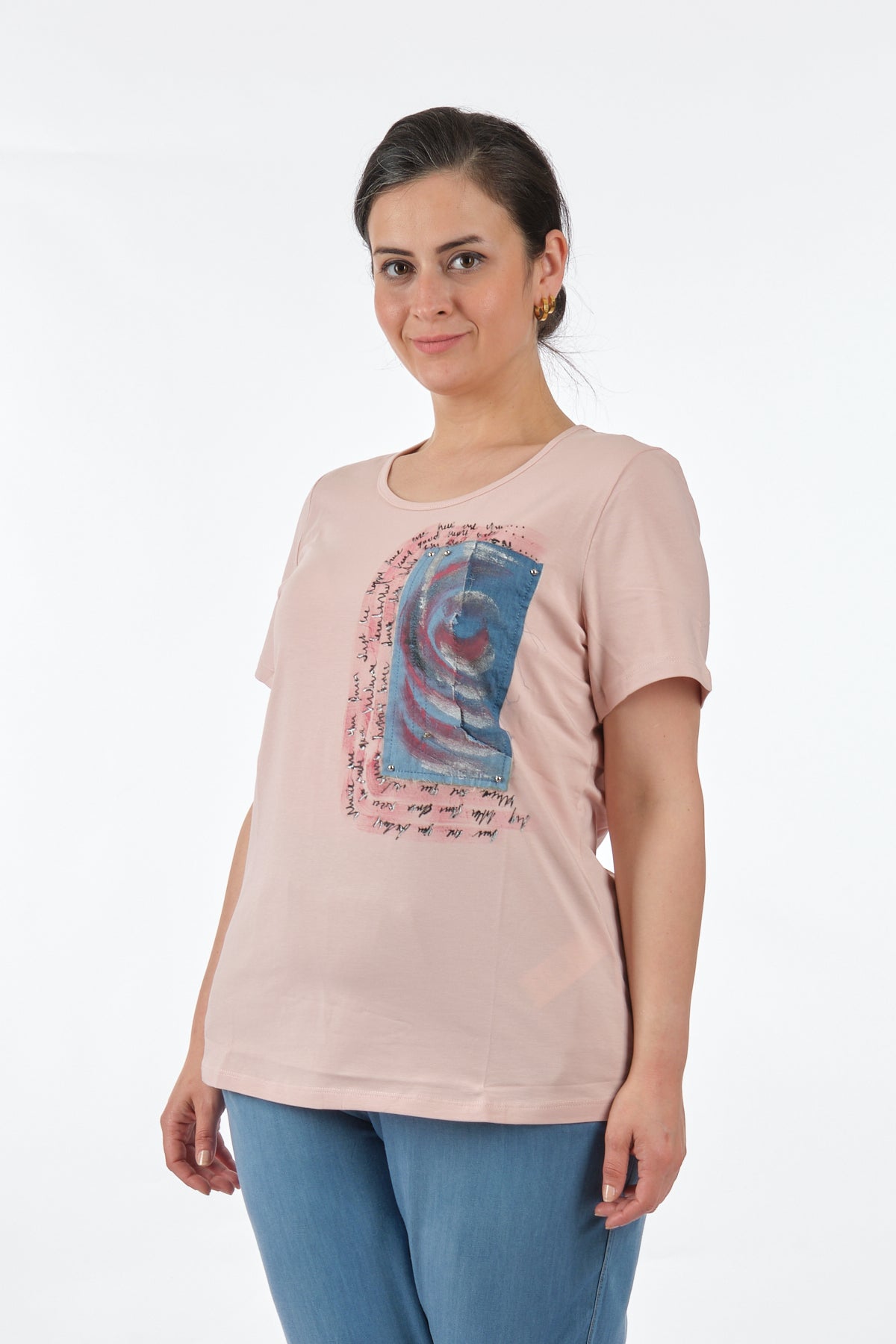 Vedi-bb Oversize Kısa Kol Minimalist Kadın Bluz - Günlük