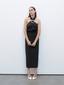 Nocturne Minimalist Halter Yaka Midi Elbise - Modern ve Şık