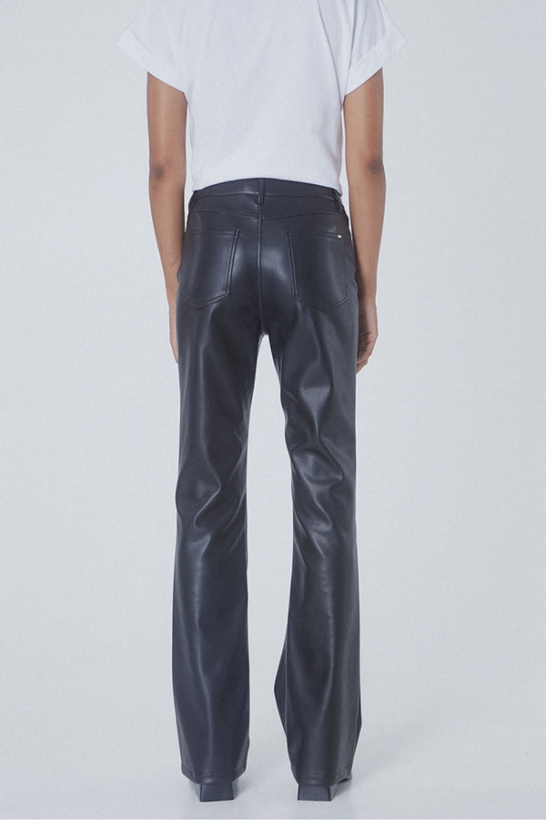 BSB Yüksek Bel Midi Deri Pantolon - Minimalist Stil