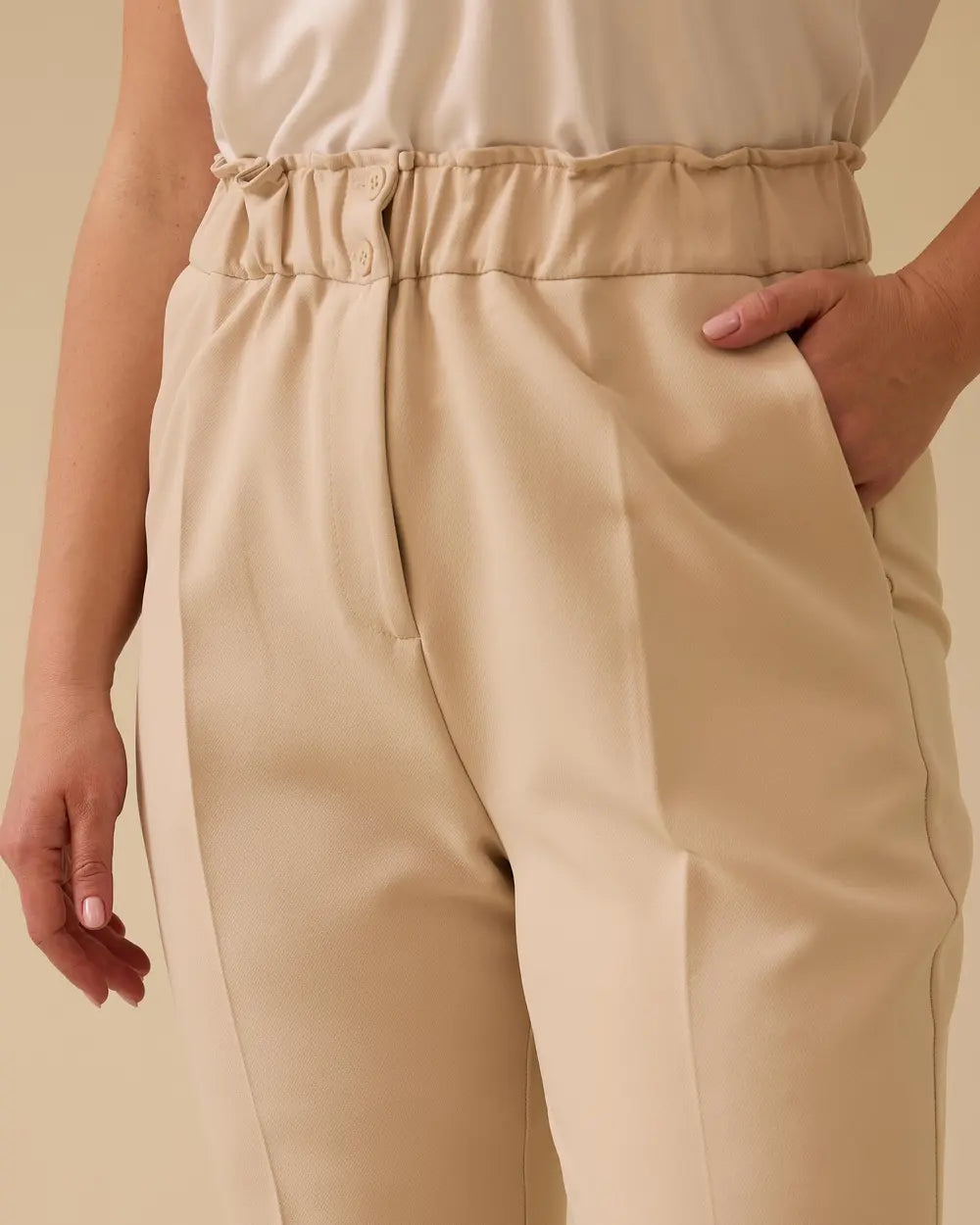 Büyük Beden Beli Büzgülü Duble Paça Pantolon Gala-Xi