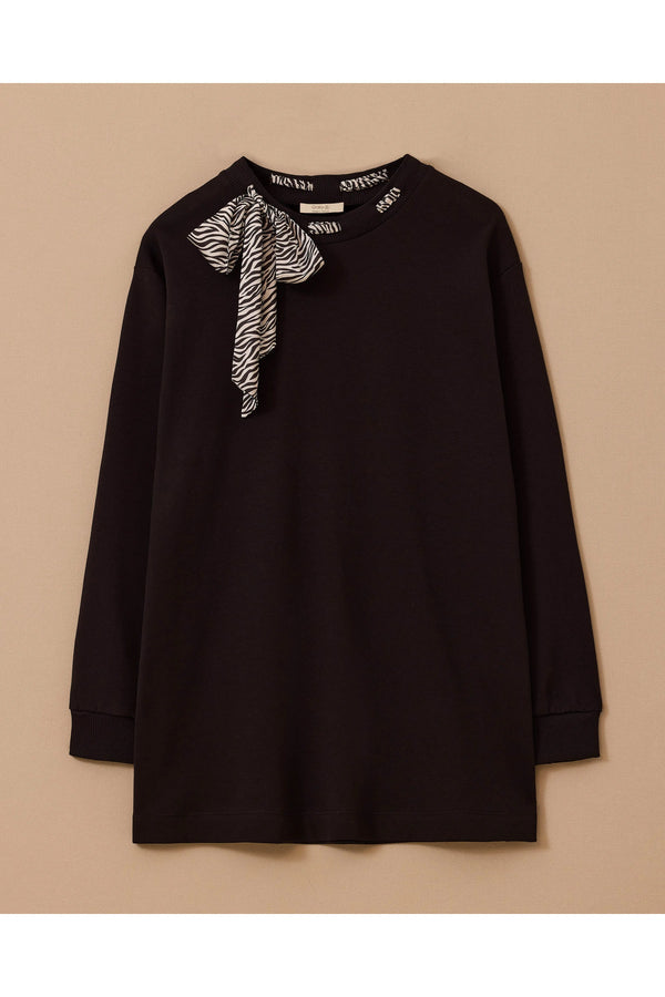 büyük beden fular yakalı sweatshirt10002522314010
