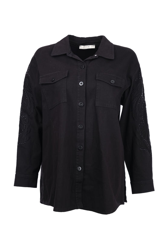 büyük beden nakışlı düğme detaylı  Gala-Xi