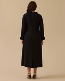 Büyük Beden Yaka İşlemeli Midi Elbise Gala-Xi