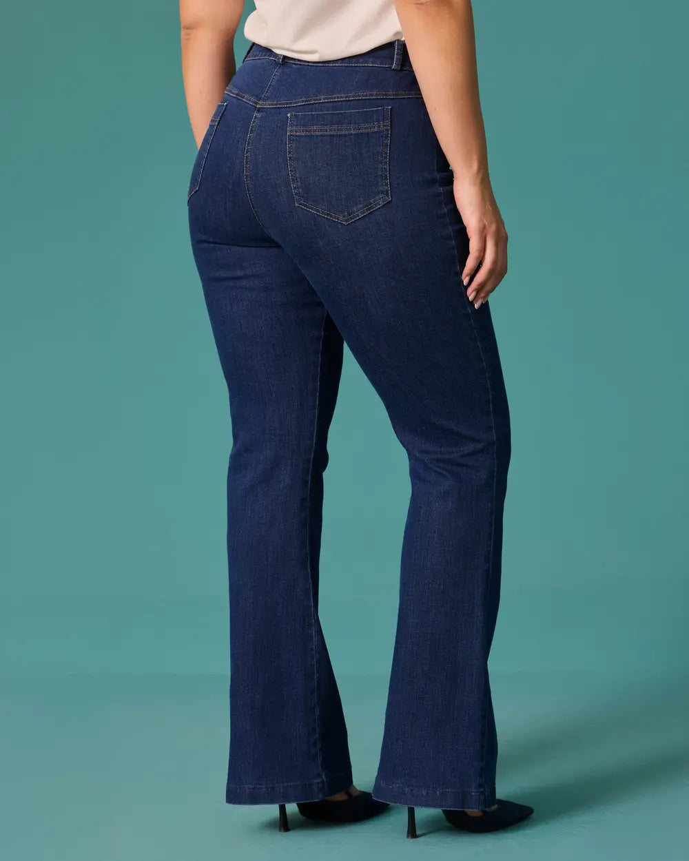 Büyük Beden Yüksek Bel İspanyol Paça Denim Pantolon GALA-Xİ