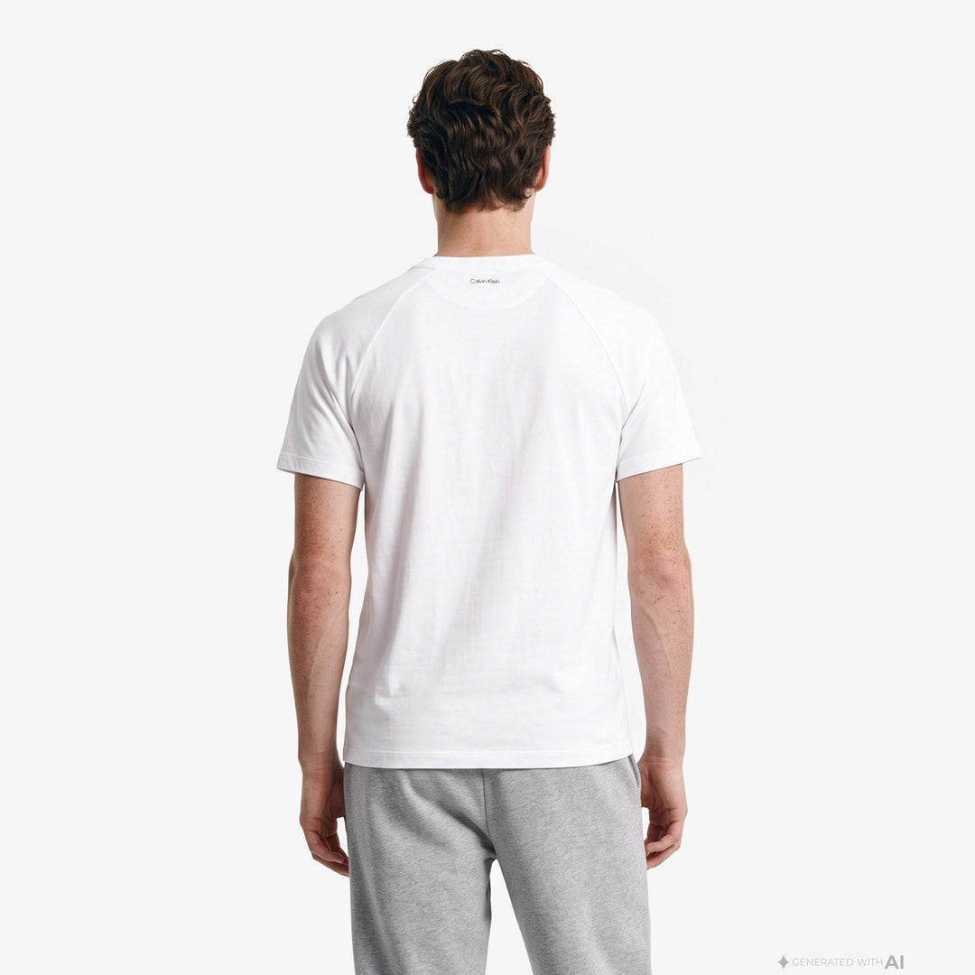 Calvin Klein Erkek Regular Fit Yuvarlak Yakalı Omuzları Şerit Çizgili Kısa Kollu Beyaz T-Shirt LV04RH201G İkincil görsel