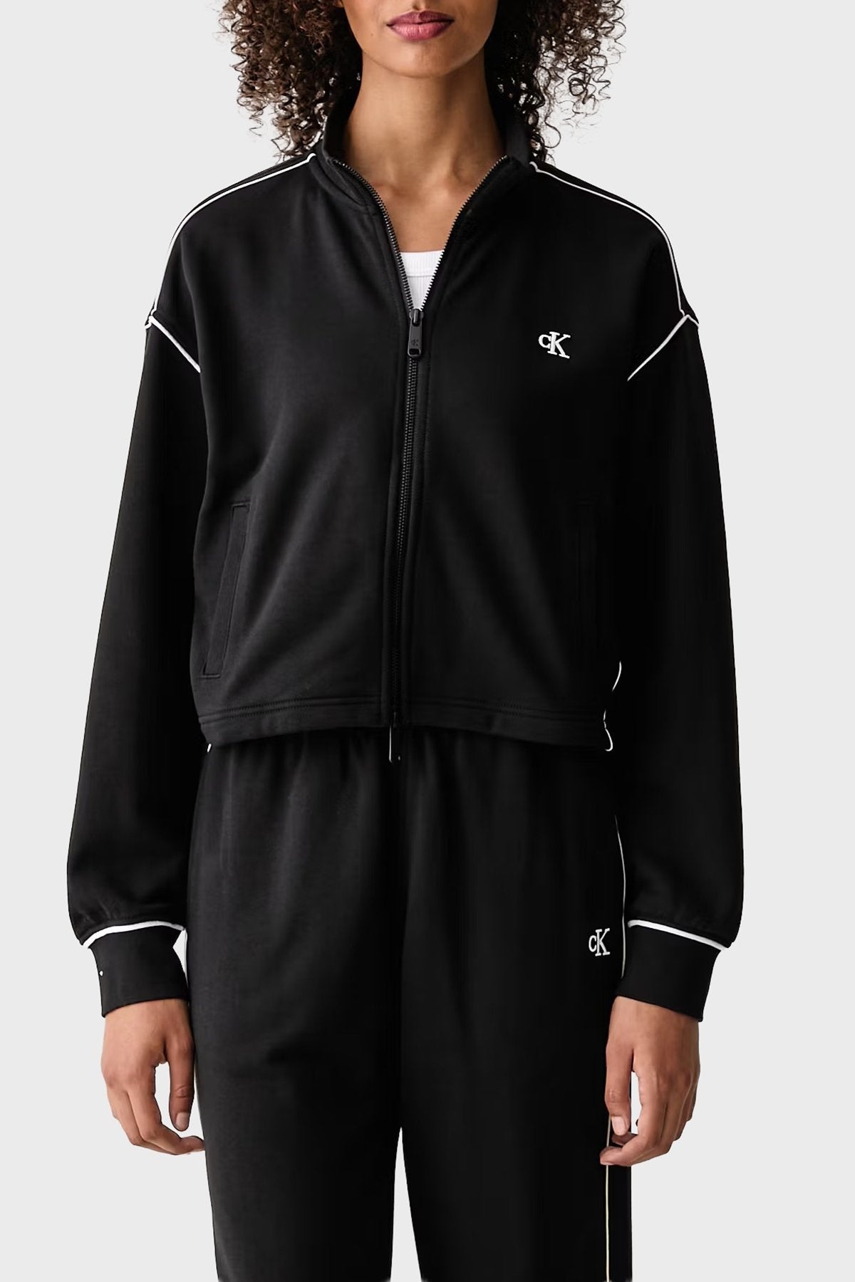 Calvin Klein Logolu Pamuklu Dik Yaka Fermuarlı Kadın Sweatshirt LV047H217G Ana görsel