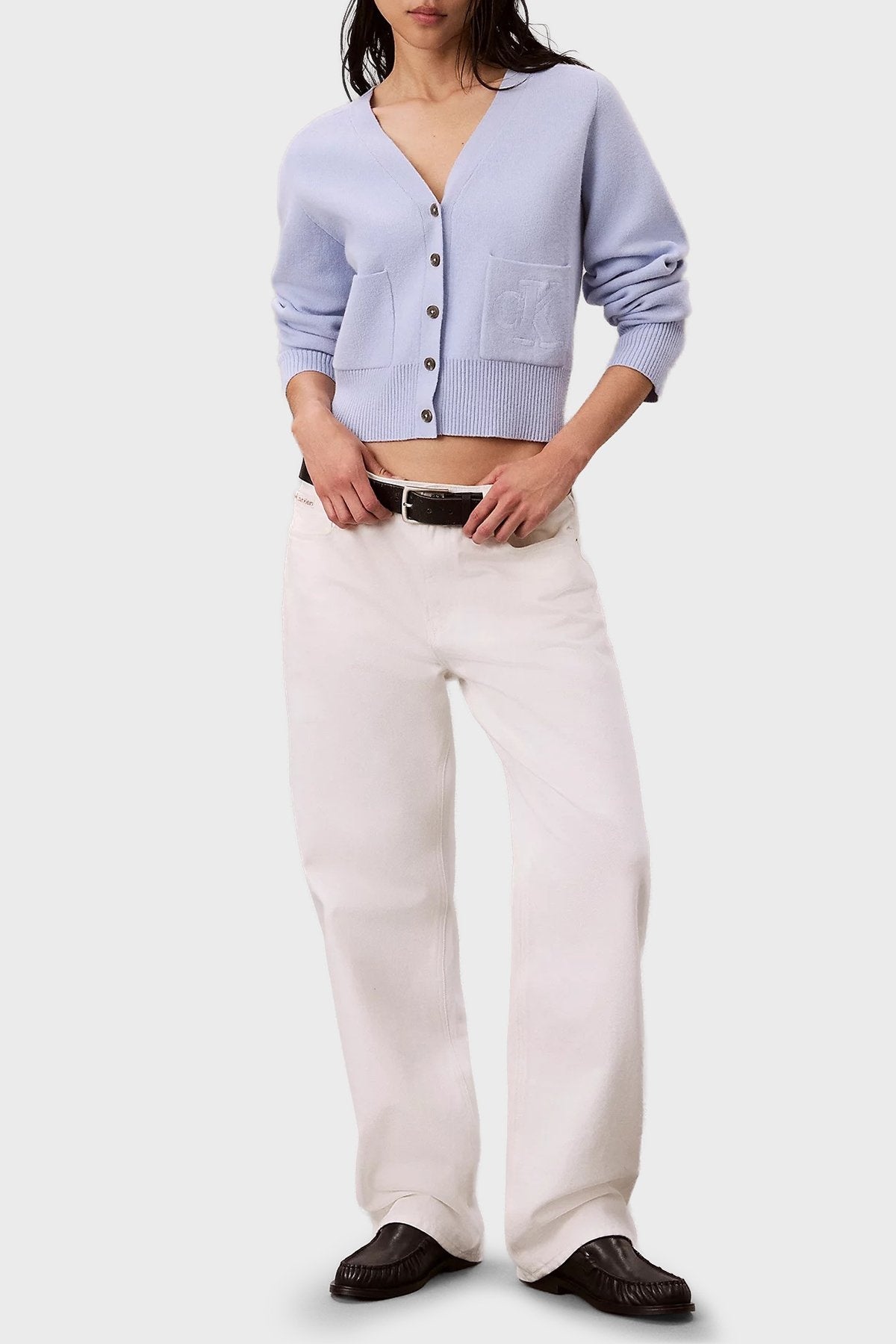 Calvin Klein Yün Karışımlı V Yaka Düğmeli Kadın Hırka LV044H327G İkincil görsel