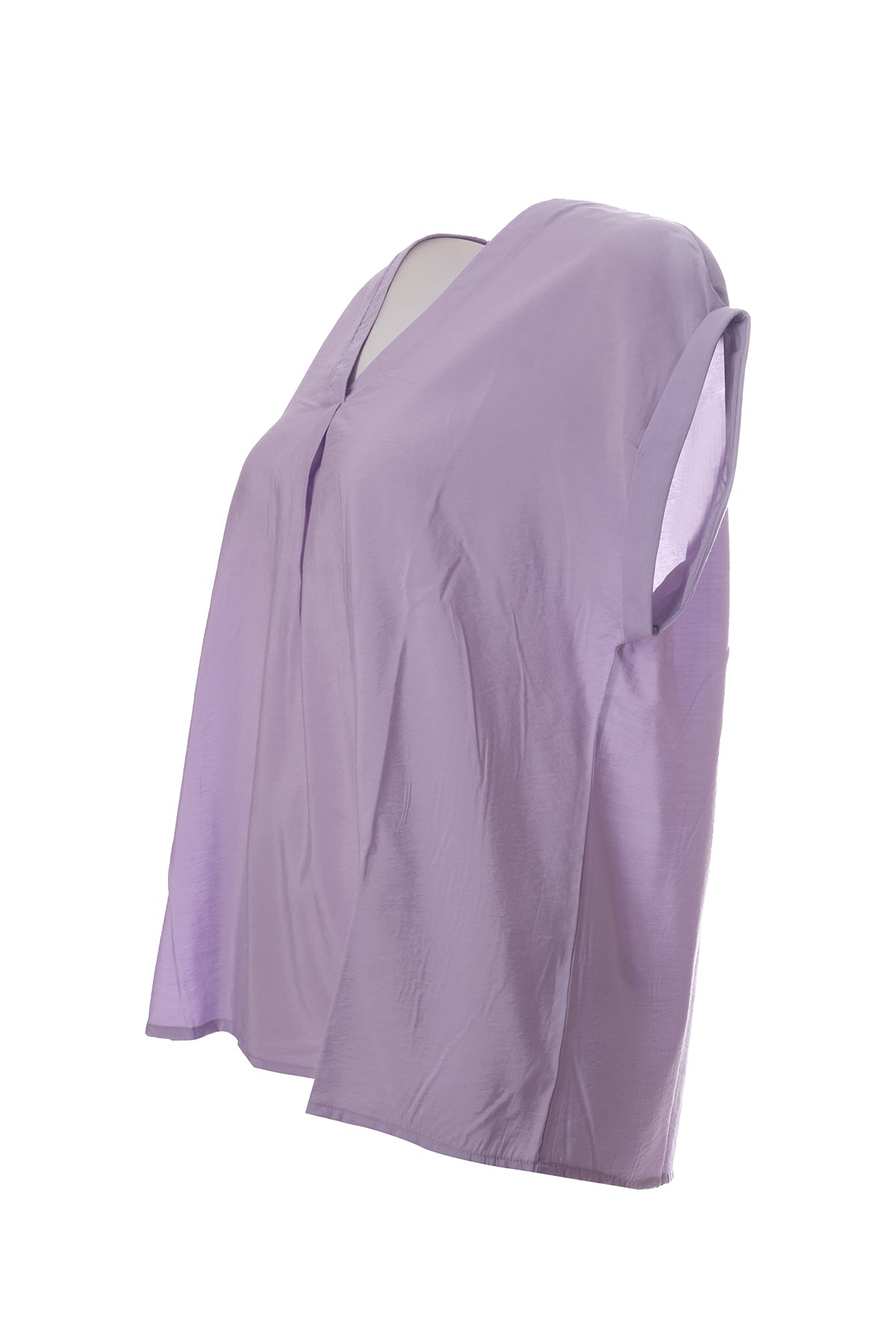 Canel Minimalist V Yaka Kısa Kol Oversize Kadın Bluz