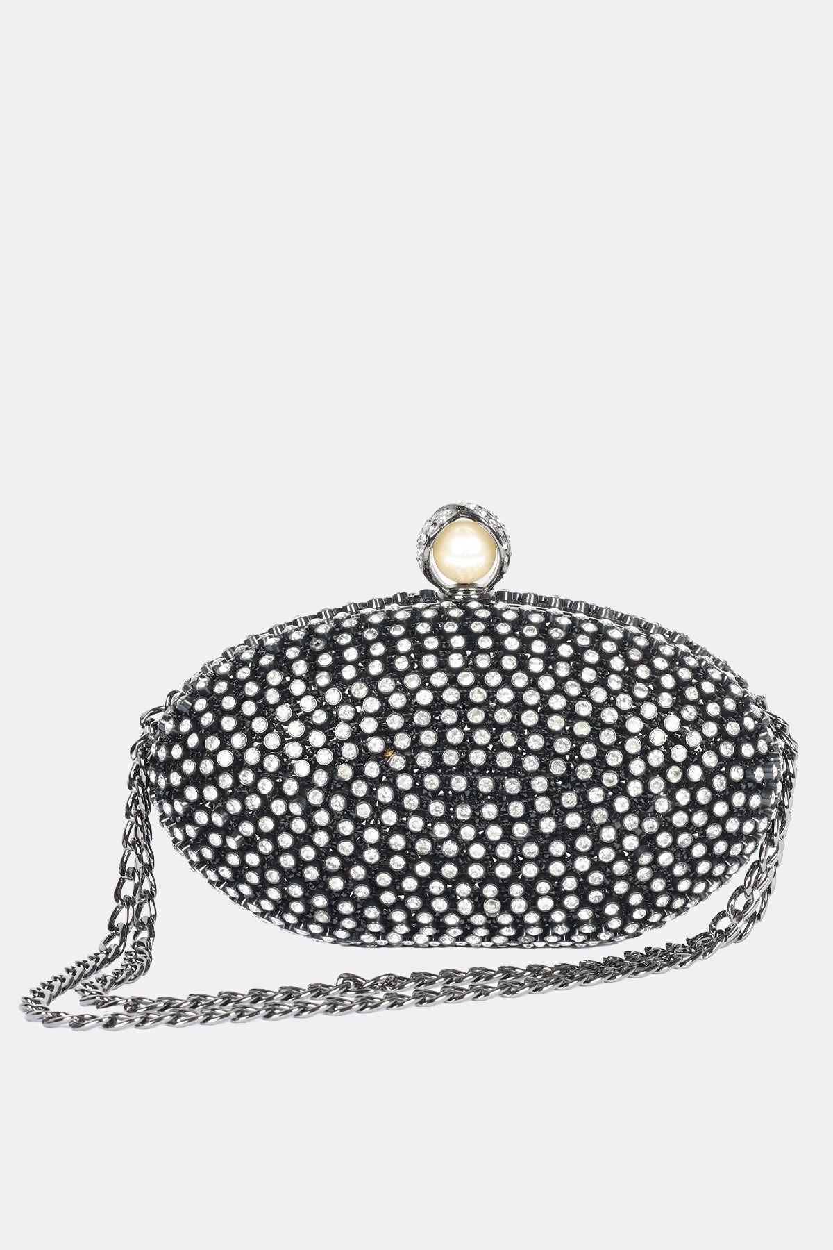 Explosion Metalik Taşlı El Çantası - Minimalist Clutch