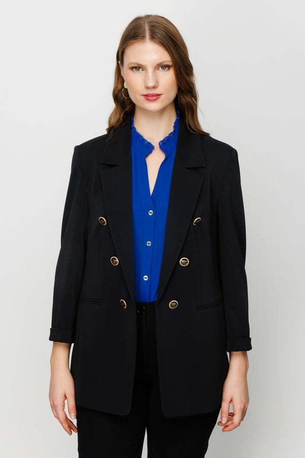 Ekol Minimalist Oversize Kadın Ceket - Çift Düğmeli