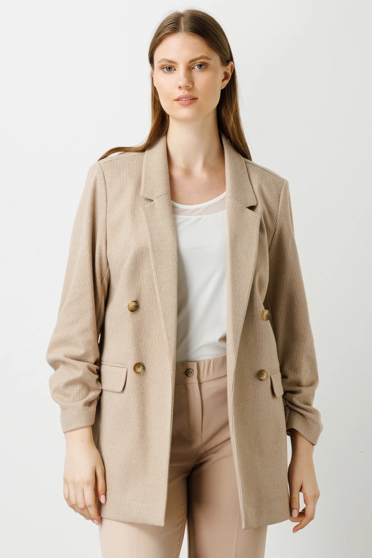 Ekol Oversize Minimalist Kadın Ceket - Çift Düğmeli, Uzun Kol Translation missing: tr.content.product_image_main