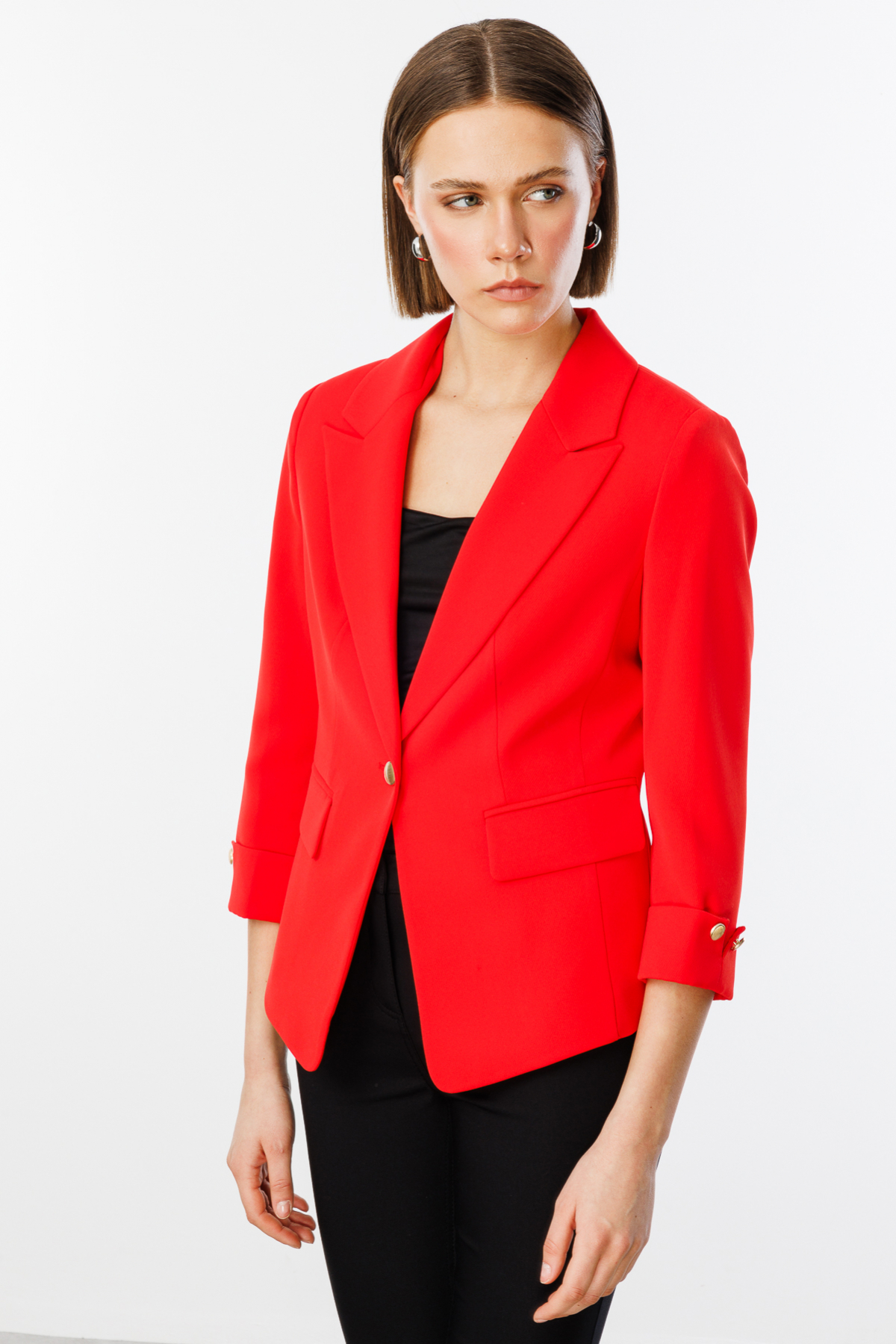 Ekol Minimalist 3/4 Kol Kadın Blazer Ceket - Günlük & Ofis Şıklığı Translation missing: ar.content.product_image_main
