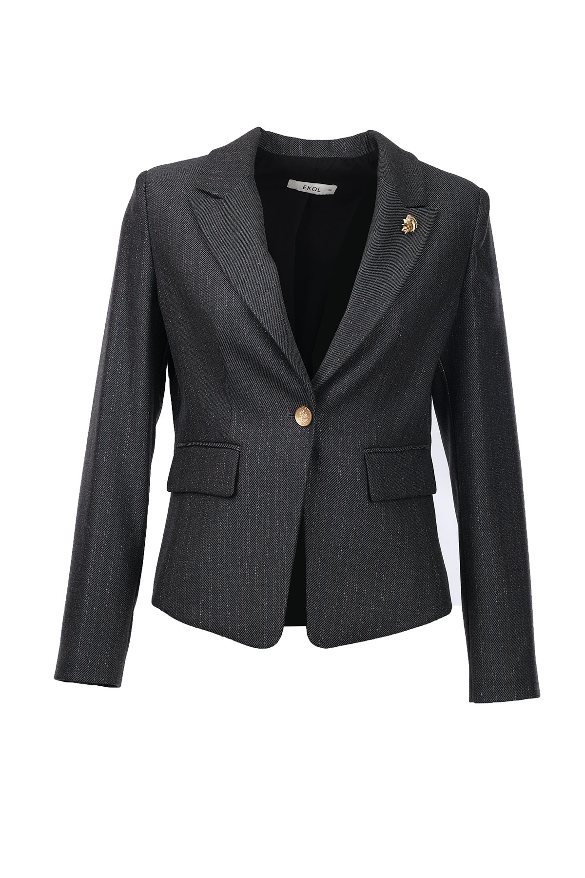 Ekol Minimalist Uzun Kol Crop Blazer Ceket - Şık ve Modern Translation missing: ar.content.product_image_main