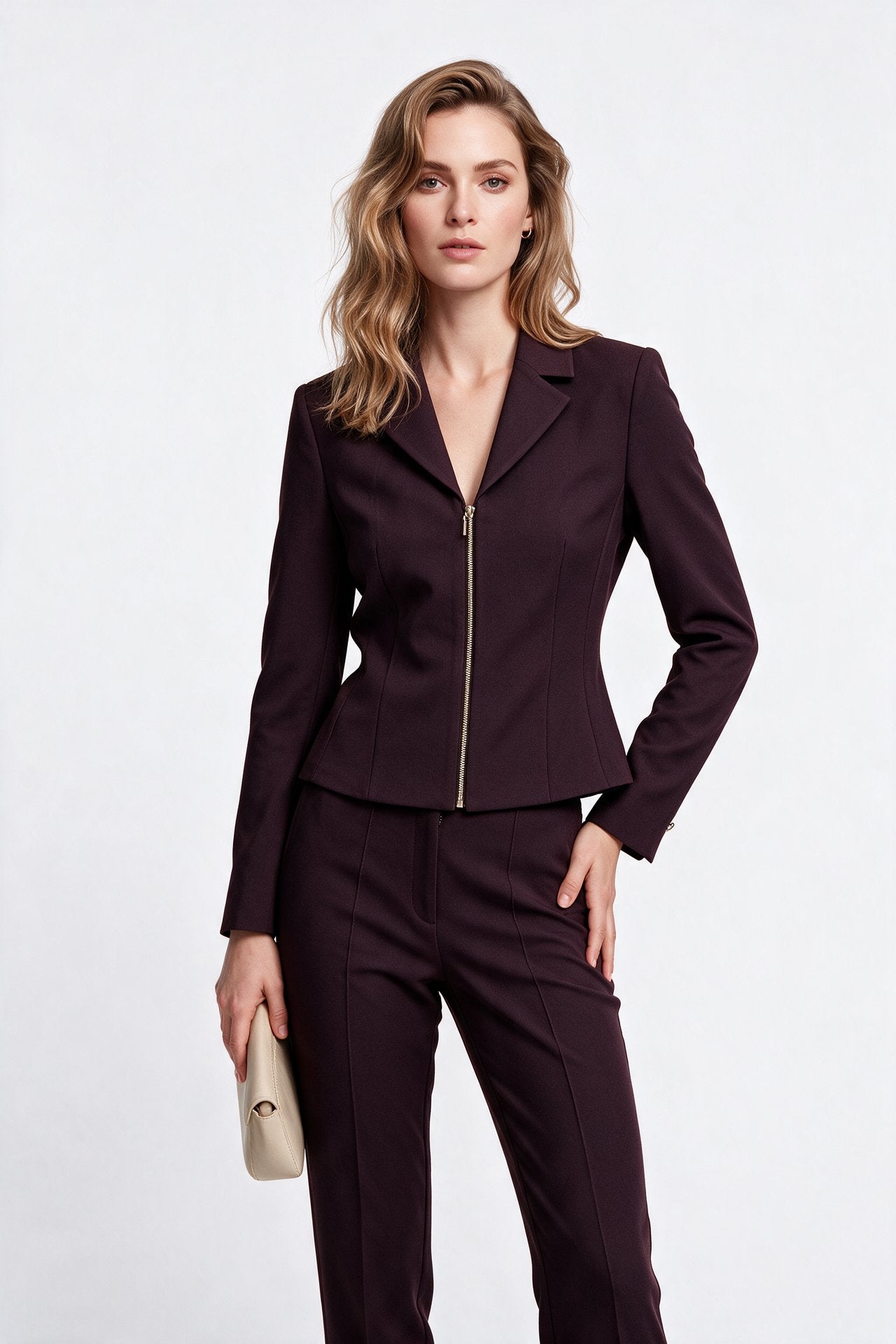 Ekol Kadın Çentikli Yaka Fermuarlı Normal Kesim Blazer Ceket İkincil görsel