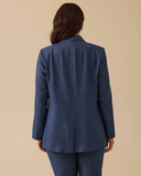 Gala-xi Minimalist Uzun Kol Kadın Keten Ceket - Günlük & İş