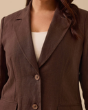 جاكيت كتان بأزرار مزدوجة بمقاسات كبيرة