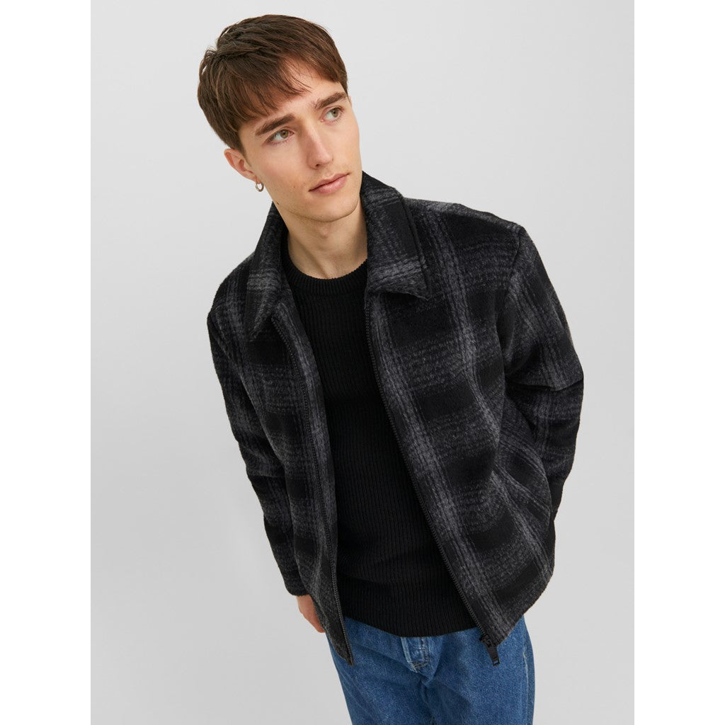 Jack&Jones Oversize Kareli Fermuarlı Erkek Ceket - Vintage Streetwear