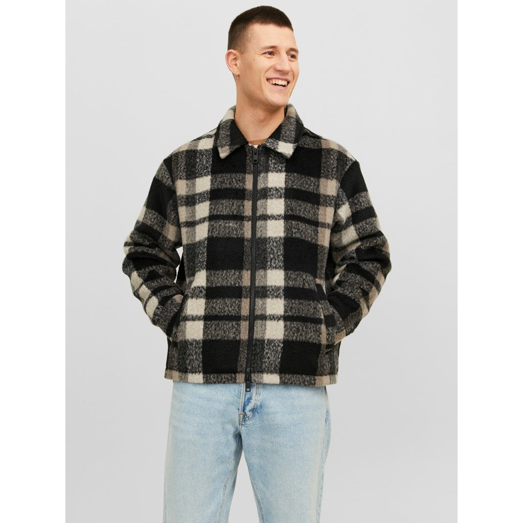 Jack&Jones Oversize Kareli Fermuarlı Erkek Ceket - Vintage Streetwear Ana görsel