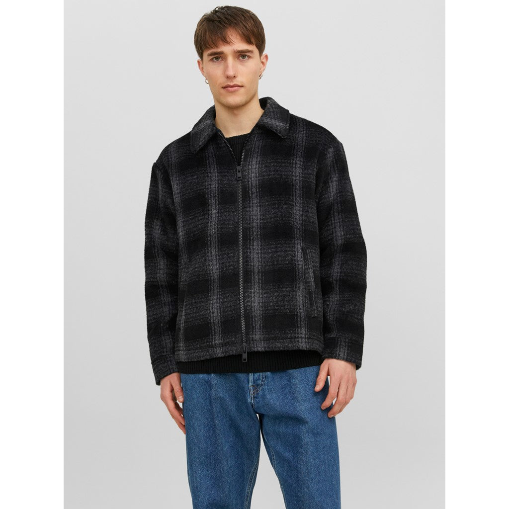 Jack&Jones Oversize Kareli Fermuarlı Erkek Ceket - Vintage Streetwear