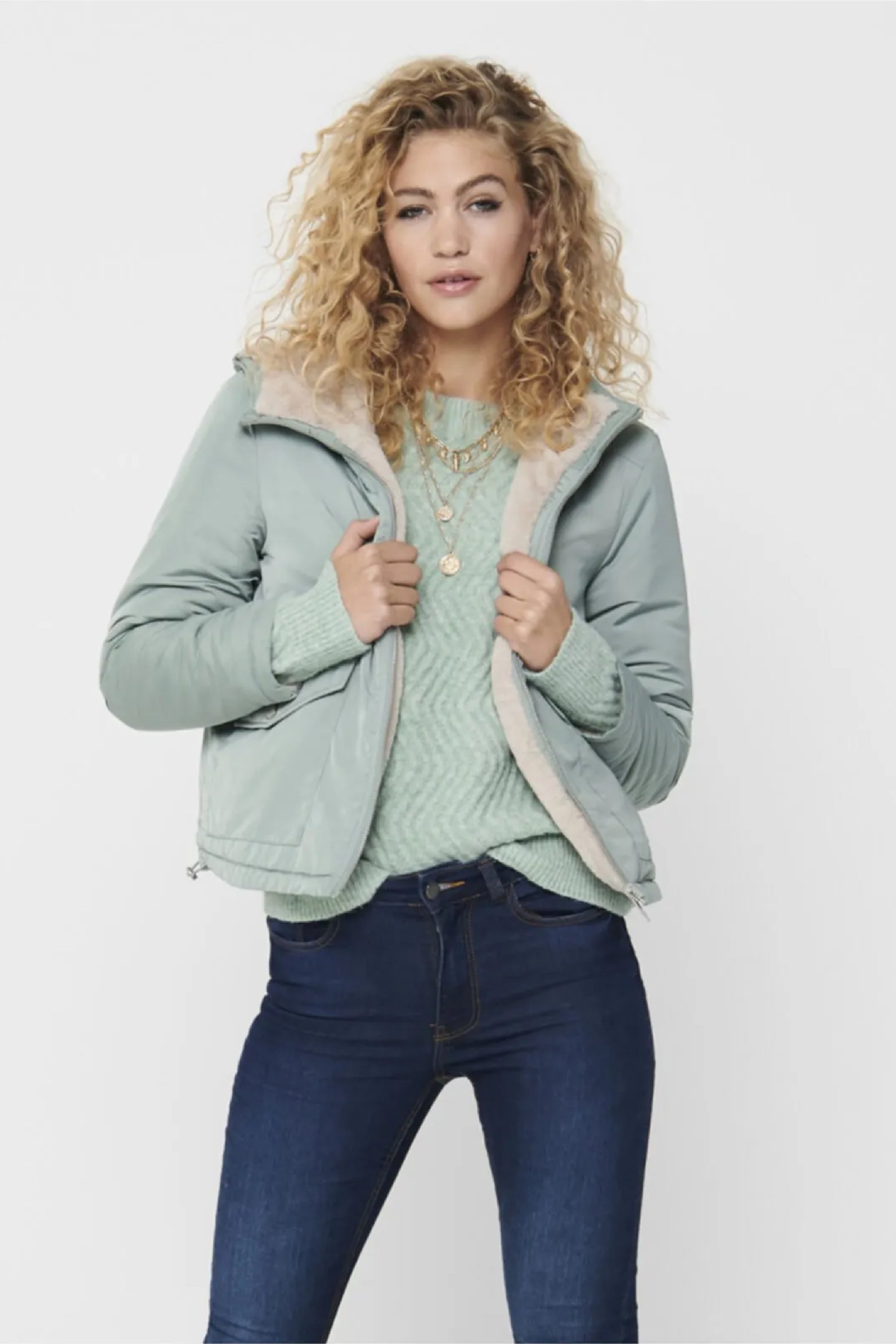 Only Kapüşonlu Minimalist Kadın Ceket - Oversize Crop Kesim