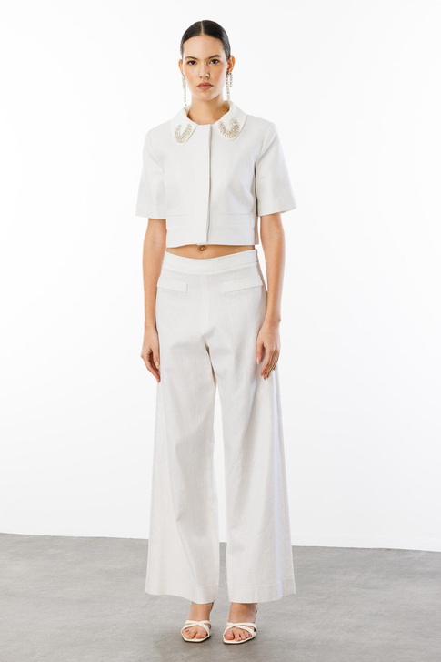 Yaka İşleme Detaylı Ceket-Pantolon Takim Nefeli