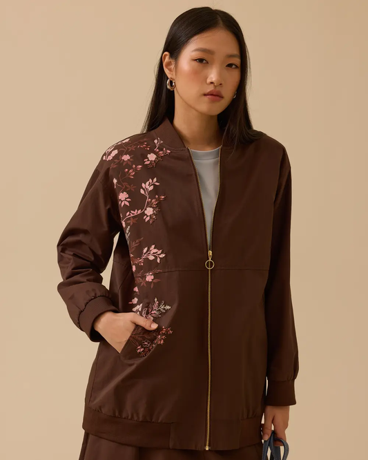 جاكيت مطبوع بتفاصيل سحاب وجيوب، Scl