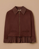 جاكيت من جلد الغزال بتفاصيل الكشكشة