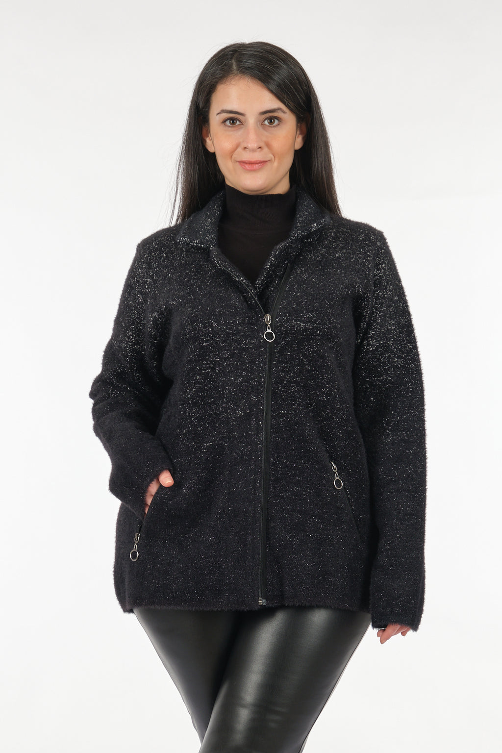 Vedi-bb Oversize Fermuarlı Kadın Ceket - Minimalist, Günlük