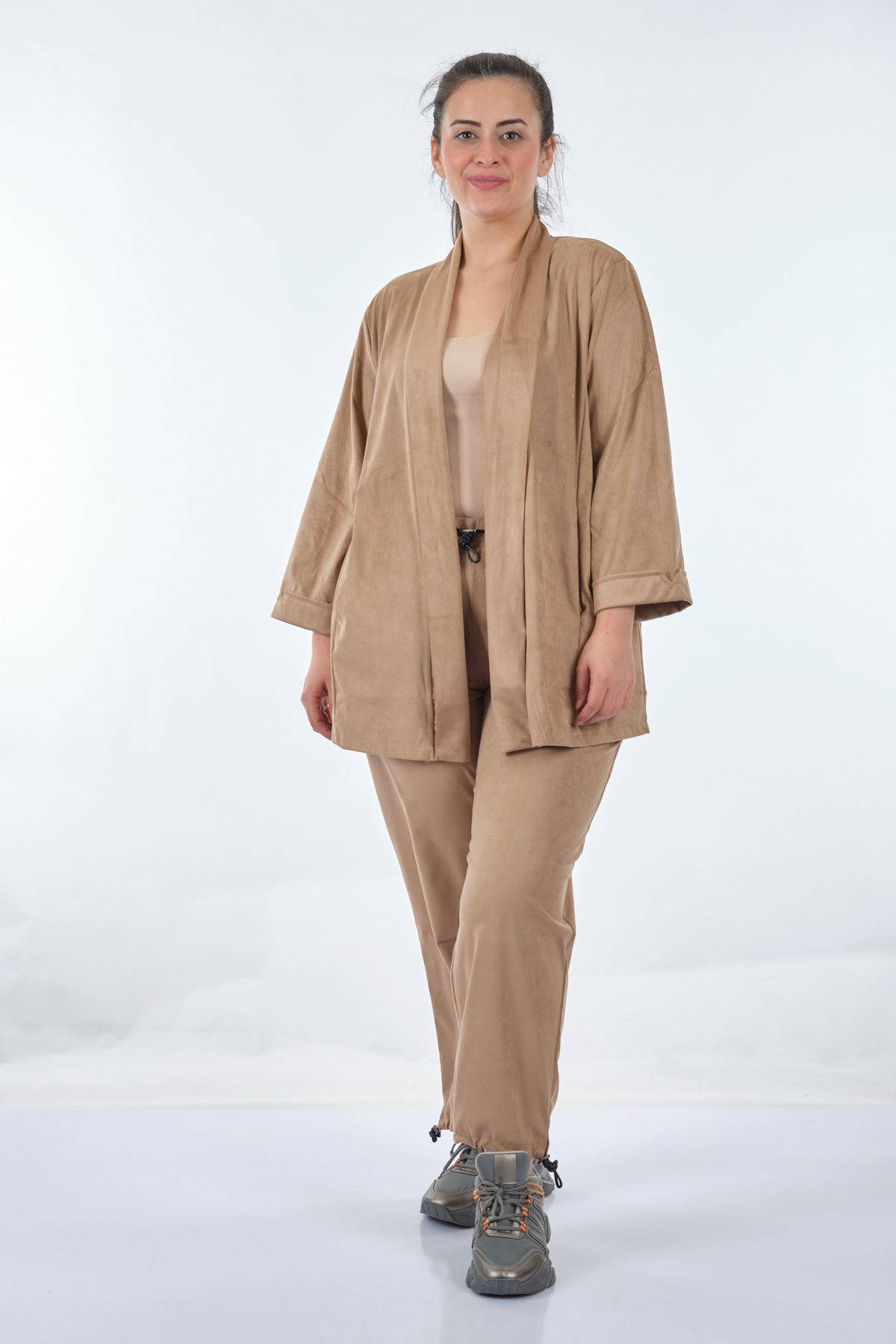 Vedi-bb Oversize Kadife Ceket Takım - Minimalist Günlük Stil - 3/4 Kol Translation missing: ar.content.product_image_main