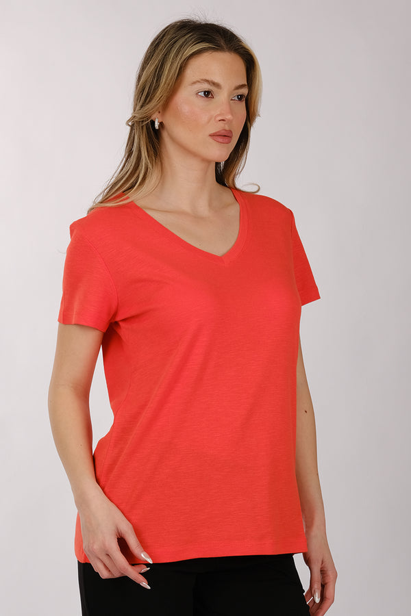Daido Kadın Oversize V Yaka Kısa Kol Minimalist T-Shirt