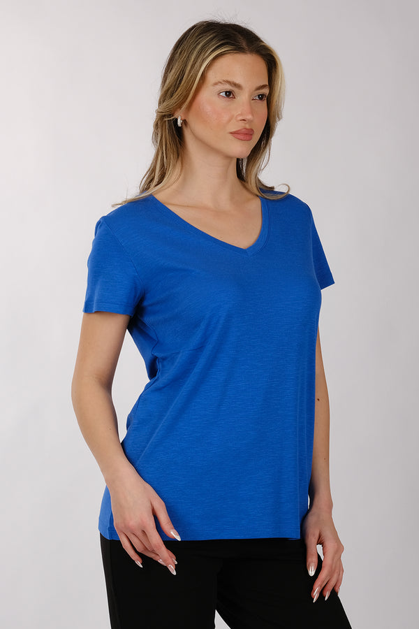 Daido Kadın Oversize V Yaka Kısa Kol Minimalist T-Shirt